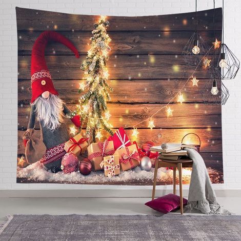 Christmas Wall Tapestry, Wall Decoration, Snowman, Santa Claus, Christmas Tree Element, Digital Print Tapestry, Bedding, Tapestry, Bedroom, Living Room, Brushed Style, 150x150 CM, 20 (1/4)