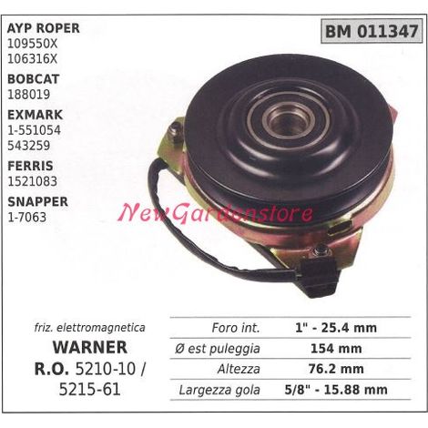 Embrague electromagnético warner cortacésped ayp roper bobcat 011347