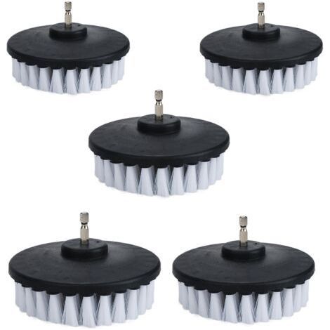 Lot de 5 brosses à récurer électriques à poils souples blancs de 10,2 cm pour nettoyer voiture, bateau, siège, tapis, tapisserie d'ameublement et porte de douche (1/5)
