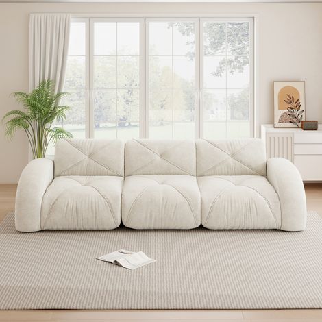 Divano modulare 3 posti in chenille beige OKMYHOME (1/5)