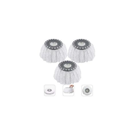 3-teiliges Set Mikrofaser-Wischmoppköpfe, runde Ersatz-Wischmoppköpfe mit 360°-Drehung für 360°-Drehmopps (16 cm Durchmesser) - Crezuo