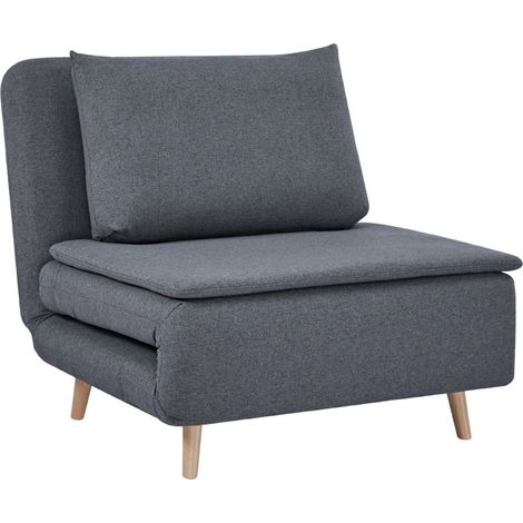 3-in-1 Schlafsessel klappbar mit Kissen, Buchenholzbeinen, Grau (1/5)