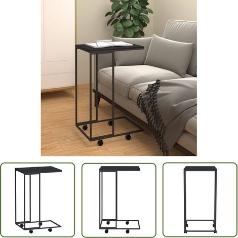 The Living Store Beistelltisch mit Rollen Schwarz 40x30x63,5 cm Holzwerkstoff - Couchtisch - Beistelltisch - Side Table - Nachttisch - Dekotisch (1/5)