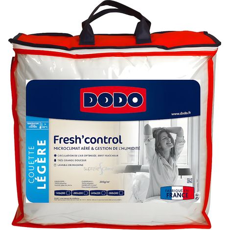 Dodo – Couette anti-transpirante 140x200 cm – Garnissage 100 % polyester fibre creuse – Indice de chaleur légère – Fabriquée en France (1/3)