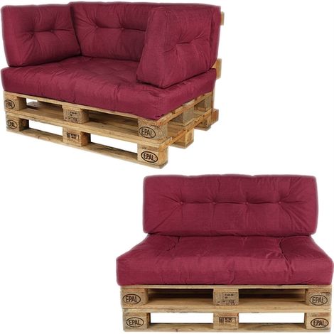 Melko Palettenkissen Palettenauflage Leinen Sitzkissen Palettenpolster Polster Palettensofa Paletten Kissen Outdoor Sitzauflage - 120x80x18CM weinrot (1/4)