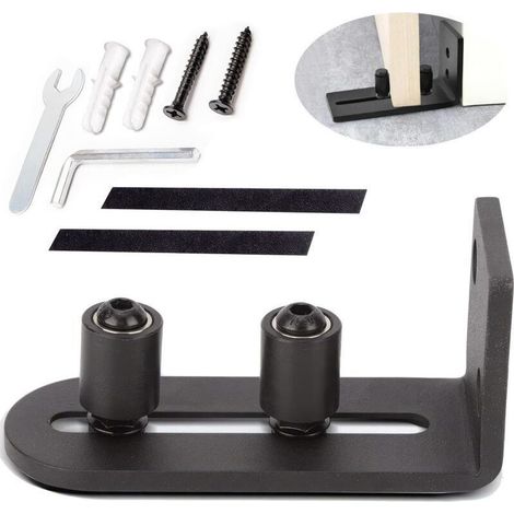 1pcs de guide-sol réglable pour portail coulissant, rail de porte coulissante, 1 portes (pas de rainure sur la porte, pas de perçage du sol) (1/4)