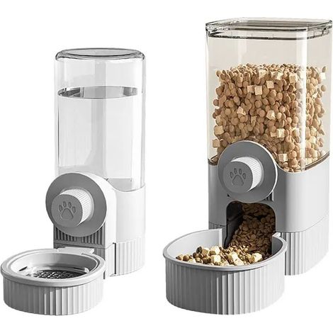 Fontaine à boire pour chat, 2 pièces, distributeur automatique de nourriture et d'eau pour chat, mangeoire suspendue anti-fuite pour tous les chats (1/4)