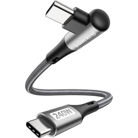 Câble USB-C vers USB-C Court 30CM Coudé [240W 48V/5A] PD3.1&QC4.0+ (1/5)