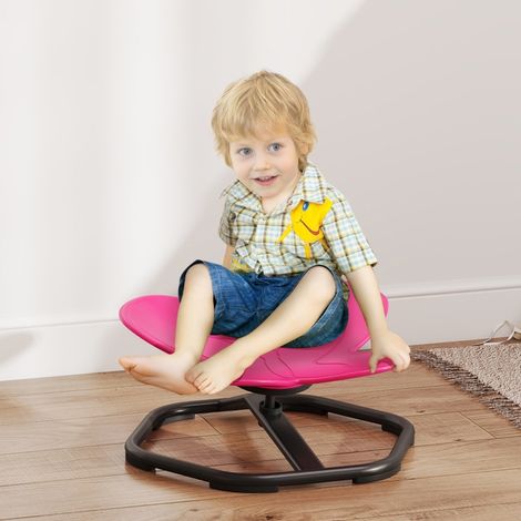 Chaise pivotante sensorielle en forme de papillon pour enfants – plastique et métal – rose – stimule l’équilibre, la coordination et la régulation sensorielle