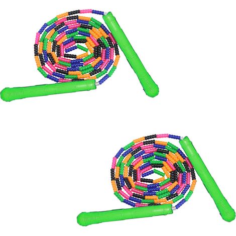 Corde à Sauter - Perles en TPU - Cordon Nylon Tressé - Réglable par Nœud Intérieur - Pour Enfants et Adultes - 2 Pièces (1/5)