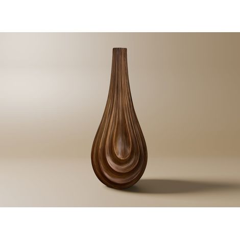 Vase goutte en polyrésine imitation bois H38 cm DERYA