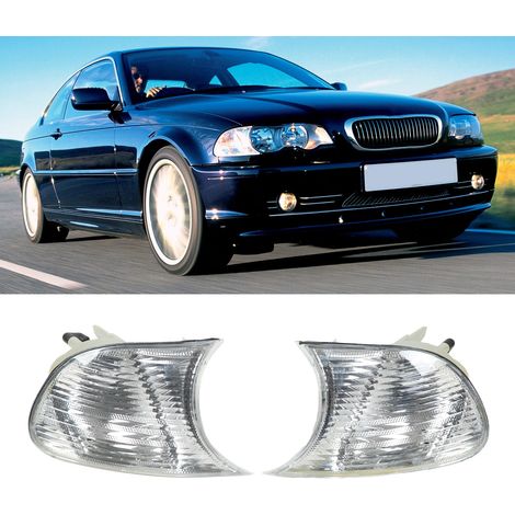 Feux de clignotant avant gauche et droit pour BMW Série 3 E46 Coupé 1998-2001, blanc, lentille claire, pièce de remplacement 63126904307 63126904308 (1/5)
