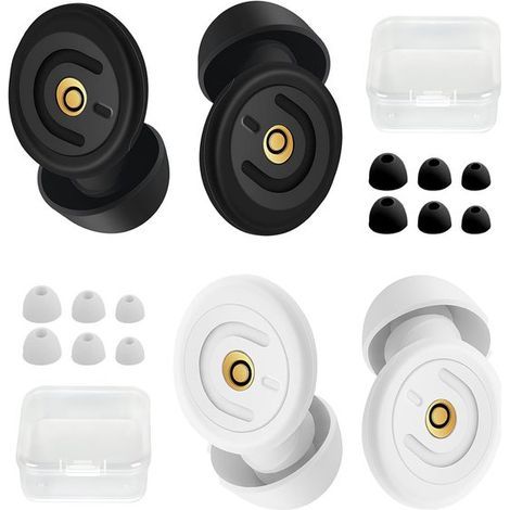 Wiederverwendbare Ohrstöpsel – 2er-Pack – Weiche Silikon-Ohrstöpsel für Seitenschläfer – Schwarz und Weiß (1/5)