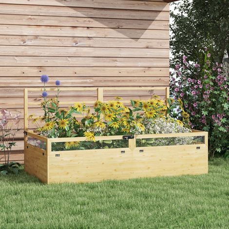 Fioriera rialzata con grigliato in legno 183 cm OKMYHOME (1/4)