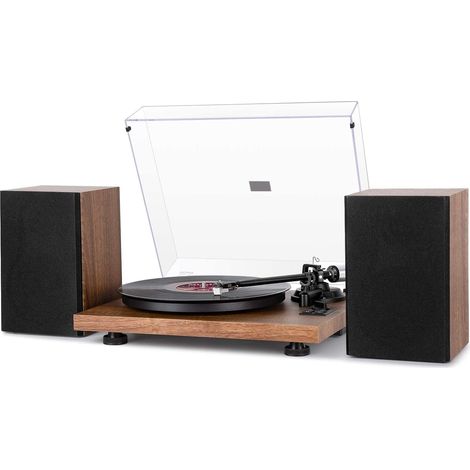 Tourne-Disque Vinyl Bluetooth avec Cartouche Magnétique, Enceintes 36 Watts Haut-parleurs intégrés, Aux-in, arrêt automatique. (1/5)