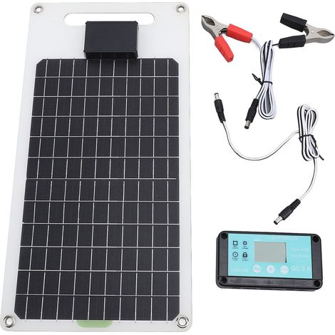 Contrôleur de charge solaire 100 A 12 V/24 V, panneau solaire monocristallin 50 W avec double port de sortie USB Type-C CC pour téléphones, camping-cars et caméras de sécurité (1/5)