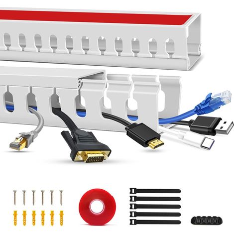 Kit de Raceway pour câble TV Ouvert, Plateau de câble Anti-cernes, Tunnel de Gestion des câbles sous Le Bureau (40cm2) (1/5)