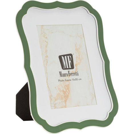 Cornice portafoto Margot verde in zinco argento 15x20 cm