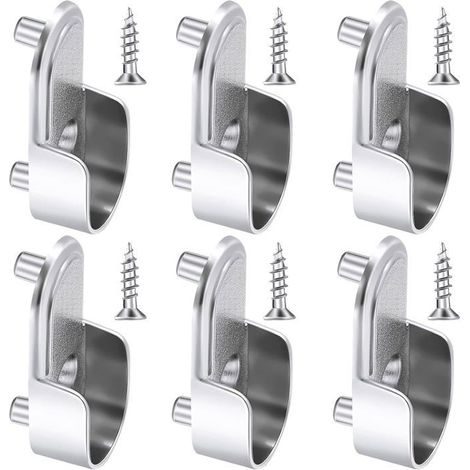 6 Supports d'Extrémité de Rail de Garde-Robe Ovales Supports de Rail de Bride de Garde-Robe de 15 mm et 6 Pièces Vis (1/5)