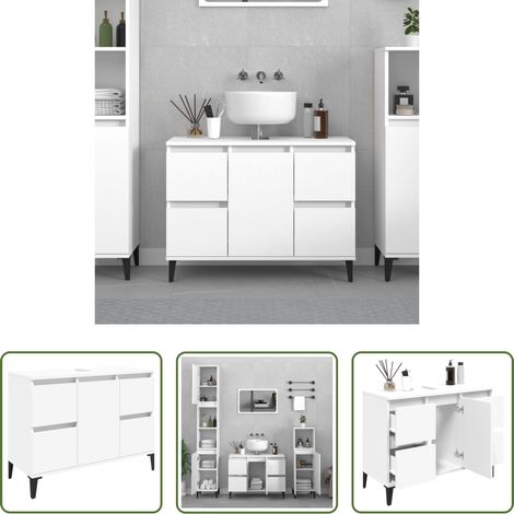 Armoire de salle de bain -  Meuble d'évier blanc 80x33x60 cm bois d'ingénierie (1/5)