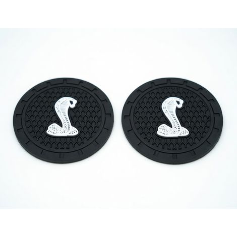 Sottobicchieri per auto logo Shelby, bordo nero antiscivolo, paio (1/5)