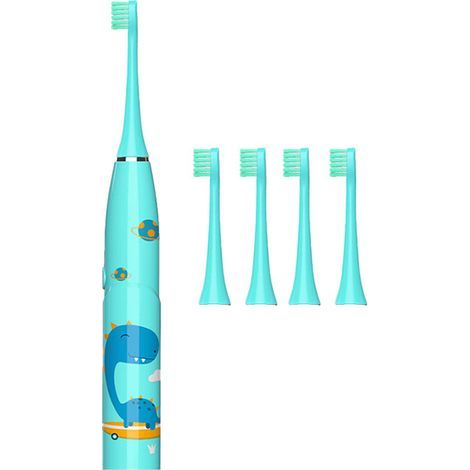 Elektrische Zahnbürste für Kinder von 2 bis 12 Jahren, elektrische Zahnbürste für Kinder mit 3 Modi, weichen Borsten, USB-aufladbar, 2-Minuten-Timer (blau) (1/5)