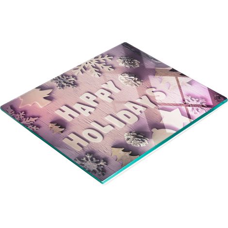 Tagliere decorativo in vetro temperato con scritta "Merry Christmas" 60x52 cm (1/5)