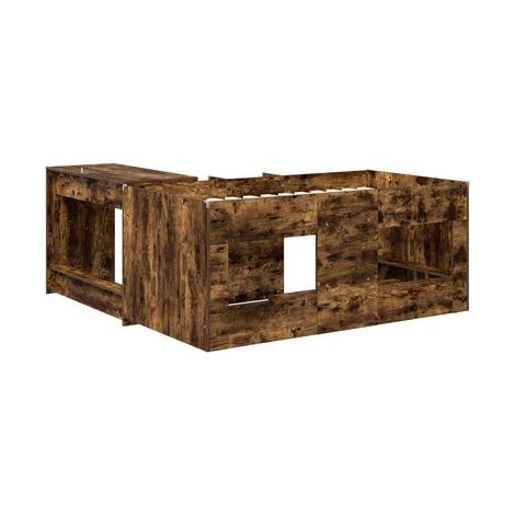 Lit haut pour enfant (avec bureau), ensemble 2 pièces, chêne fumé, chêne naturel élégant, pour chambre, décor moderne, facile à assembler (1/5)
