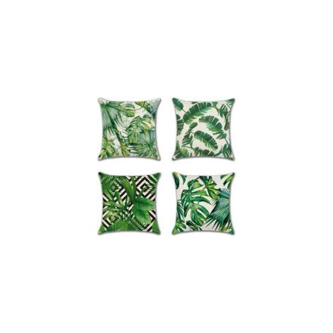 Housses de coussin d'extérieur, ensemble de 4 pièces, housses de coussin imperméables à motif de plantes tropicales vertes pour canapé, adaptées à la décoration de patio, jardin, salon et chambre à co (1/4)