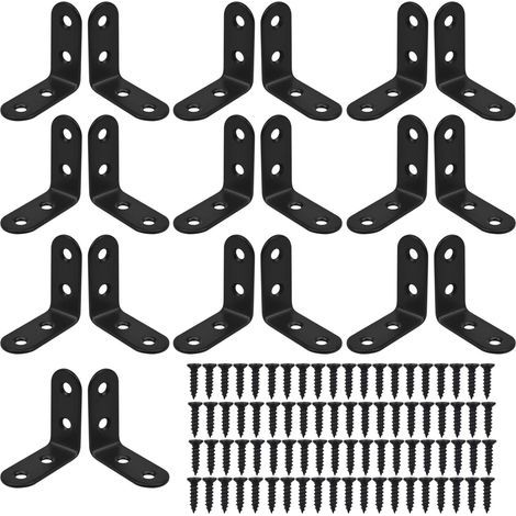 Équerre de Fixation Inox, 20 Pcs Support d'angle Droit en forme de L, Équerre Angle 90 Degrés, Équerre étagère 40mm x 40mm Équerre de Coin avec 80 Pcs Vis pour Bois Meubles Placard Suppo (1/4)