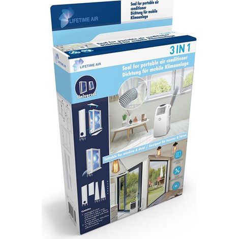 Lifetime Air - Aislamiento de ventanas para aires acondicionados móviles y secadoras, juego de ventanas universal, adecuado para todos los tamaños de manguera, resistente al agua y al viento (1/2)