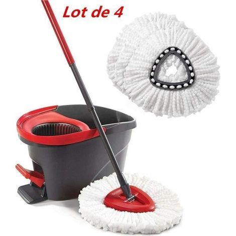(Blanc)Lot de 4 têtes de serpillère en microfibre de rechange pour balai à franges Vileda/O-cedar Easywring - Blanc (1/4)