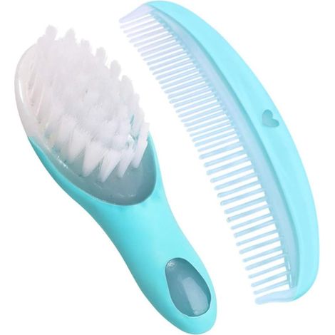Ensemble peigne et brosse pour bébé 2 pièces (bleu),