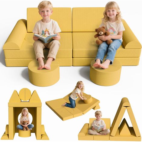 Spielsofa Cord, Kindersofa-Bausteine,Spielsofa für Kinder Oeko-TEX,Gelb
Modulare Kinderspielcouch mit 15PCS Modul, Kindercouch Aufklappen, kreatives Spielen für Kuschelecke im Kinderzimmer (1/5)
