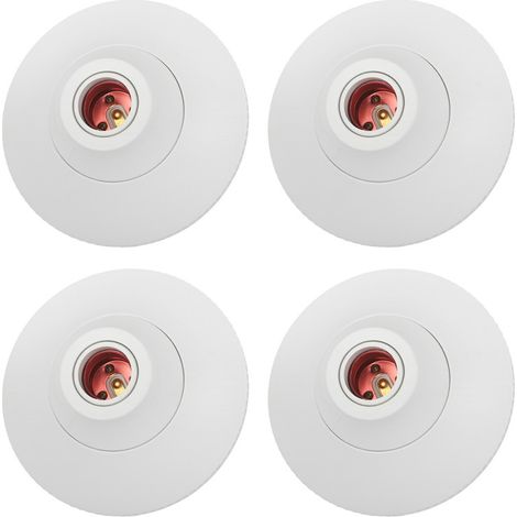 CILIA Lot de 4 Douille E27 Plafond et Mur Douille Ampoule en Saillie Douille E27 à Visser pour Lampe LED Idéal Douille de Chantier, Garage, Cave (Noir / Blanc)