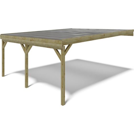 Tettoia posto auto coperto in legno 5.80x5.06 m - 29.00 m2 - copertura PVC - CAR23PVCTR (1/5)