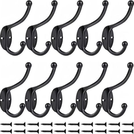 (Black)10 Pcs Rétro Crochet Patère Porte Manteau Mural Vintage Crochet de Porte Métal pour Salle de Bain Cuisine Chambre Entrée (1/5)