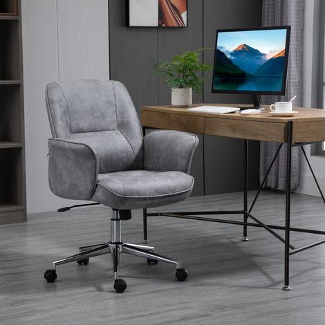 Silla oficina ergonómica giratoria reclinable gris claro OKMYHOME (1/4)