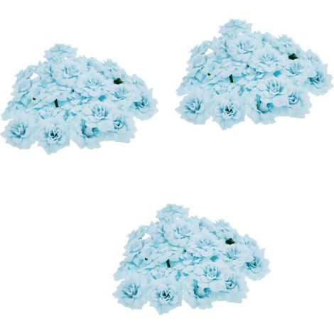 150pièces Fleurs Artificielles Soie Têtes De Roses Miniatures Bleues pour Décoration De Mariage Bricolage Et Événements Festifs (1/5)