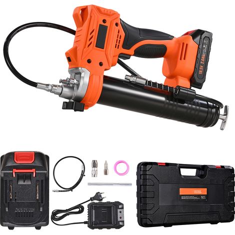Mophorn Pistola per grasso senza fili con pressione di 80.000 PSI, design alimentato a batteria, luce LED, tubo da 90 cm, custodia e velocità regolabile per la manutenzione di veicoli e macchine