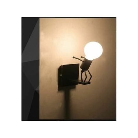 KLVGTIFS PU - Lampe murale robot CRUEL, petite lampe murale Iron Man, style rétro dessin animé, pour bar, chambre, cuisine, restaurant, café, couloir (1/5)