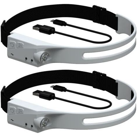 Elegante wiederaufladbare Stirnlampe, 230 Stirnlampe. ° Hochleistungs-Strahlkopflampe für Erwachsene, grau, 2 Stück (1/5)
