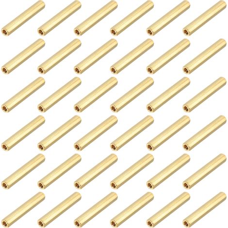 38PCS Écrou De Raccordement Hexagonal Longue, Laiton Filetage Femelle M2x20mm Entretoises Hexagonales Écrous D'Espacement Vis Pour Carte Mère PCB Circuit Imprimé(Doré Or) (1/5)