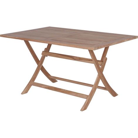 Table rectangulaire pliante teck massif 140cm - 140x90x75 cm - Kayu Meuble (1/5)