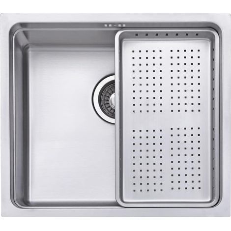JASSFERRY Évier de cuisine 1 bac, acier inoxydable, 490 x 440 mm sous plan, avec égouttoir à vaisselle (1/5)