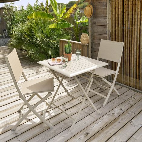 Hesperide – Table de jardin pliante carrée 2 places en aluminium traité époxy – Dimensions 71x71x71 cm – Résistante aux intempéries légères (1/5)