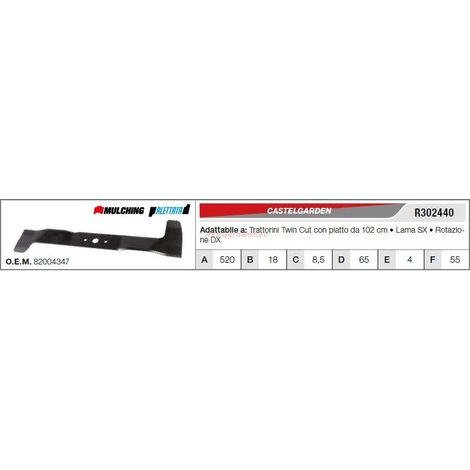 Lama CASTELGARDEN trattorino tagliaerba rasaerba tosaerba TWIN CUT R302440