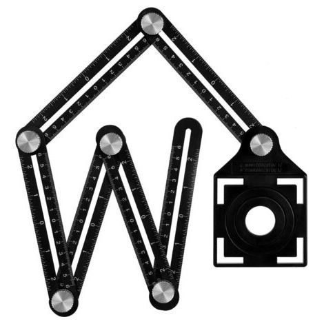 Règle de Mesure Multi-angle avec trou de positionnement, outil de gabarit d'angle en alliage d'aluminium à 6 côtés,Template Outil de mesure,noir (1/4)