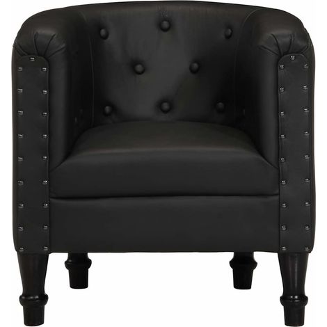 Maison Exclusive - Klubové křeslo černé pravá kůže (1/5)