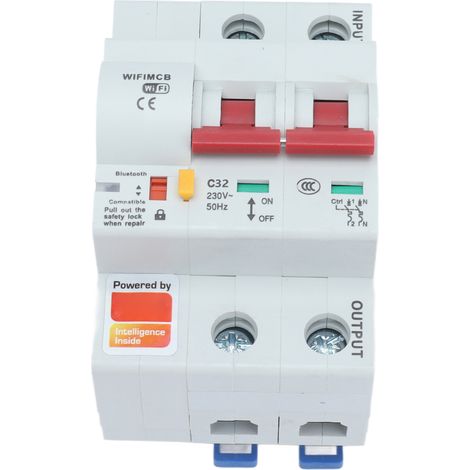 Intelligenter 2-poliger Leitungsschutzschalter mit WLAN und Bluetooth, Fernsteuerung per App, Überlast- und Überstromschutz, 220 V Wechselstrom, 32 A (1/5)